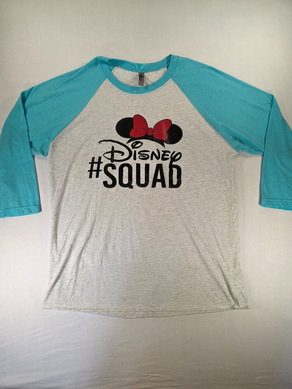 Disney Graphic Print Squad T Shirt White Blue 1/2 Short Sleeve Women's Size L